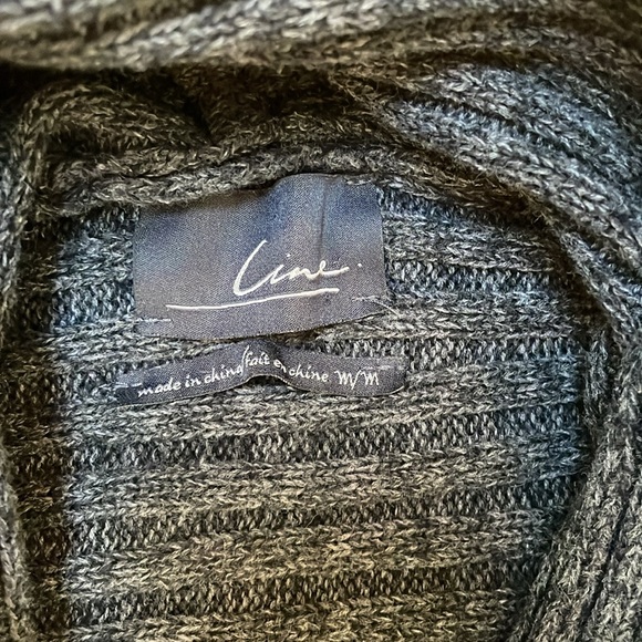 Line sz M medium chunky ribbed long open cardi sweater gray heather - Picture 4 of 10